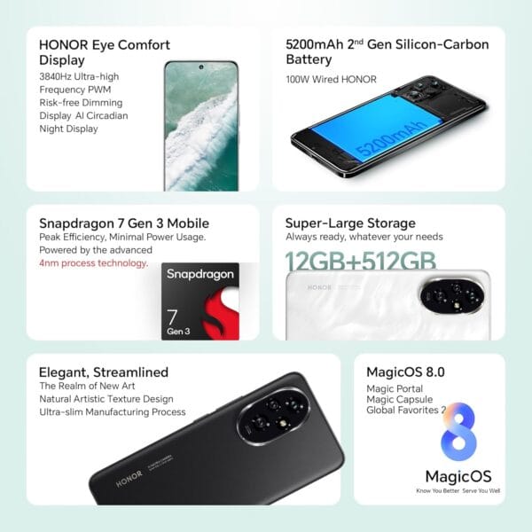 HONOR 200 5G (Moonlight White, 8GB + 256GB) | 6.7-inch AMOLED Quad-Curved Display | Dual OIS 50MP + 50MP + 12MP Camera | 50MP Selfie Camera | AI-Powered MagicOS 8.0 | Without Charger - Image 3