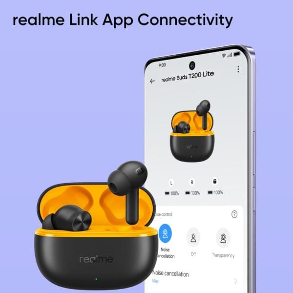 realme Buds T200 Lite Bluetooth in Ear Earbuds,4 Mic, AI ENC for Calls,48 Hours Total Playback with Fast Charging and Low Latency Gaming TWS,Google Fast Pair, with mic (Volt Black) - Image 11