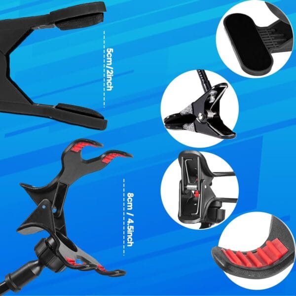 Sounce Mobile Stand Holder Metal Built - Cell Phone Stand Perfect for Video Table Online Class Home Bed Flexible Charging Hand Bike Movie Office Gift Desktop Heavy Duty Lazy Mount Multi Angle Clamp - Image 5