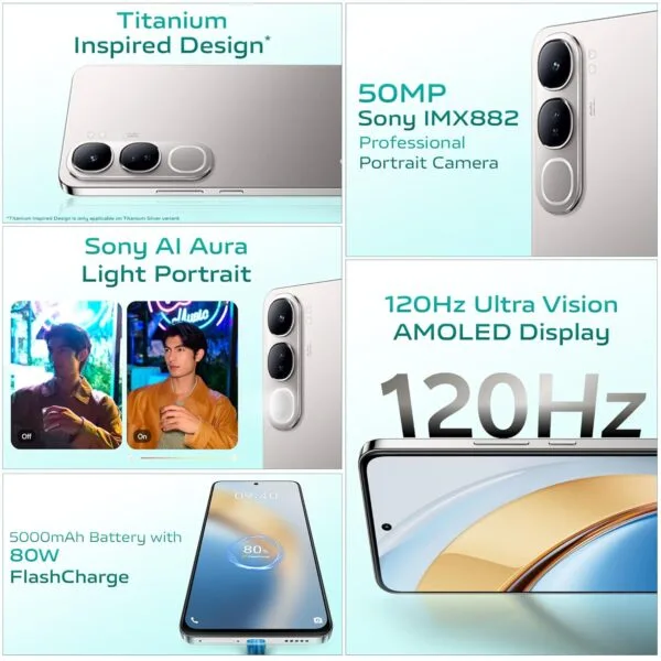 Vivo Y300 5G (Titanium Silver, 8GB RAM, 128GB Storage) with No Cost EMI/Additional Exchange Offers - Image 6