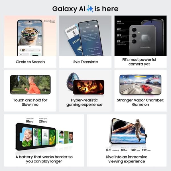 Samsung Galaxy S24 FE 5G AI Smartphone (Graphite, 8GB RAM, 256GB Storage) - Image 2