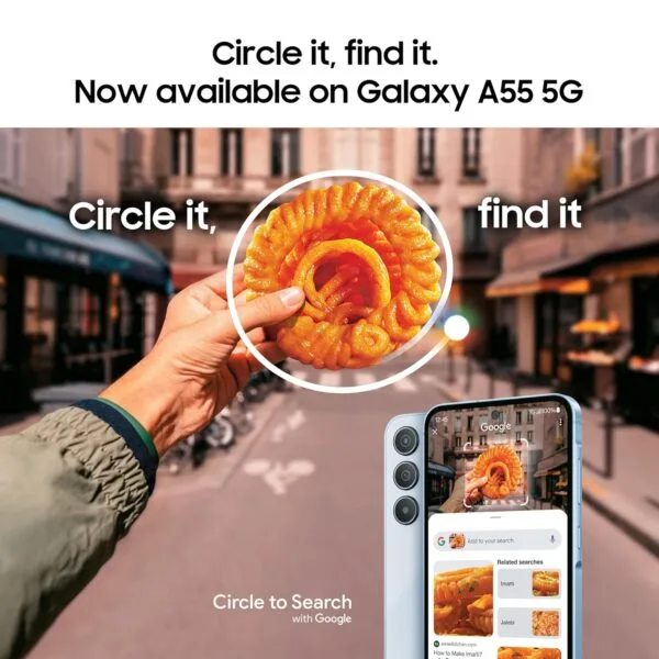 Samsung Galaxy A55 5G (Awesome Iceblue, 8GB RAM, 128GB Storage) | Metal Frame | 50 MP Main Camera (OIS) | Nightography | IP67 | Corning Gorilla Glass Victus+ | sAMOLED with Vision Booster - Image 2