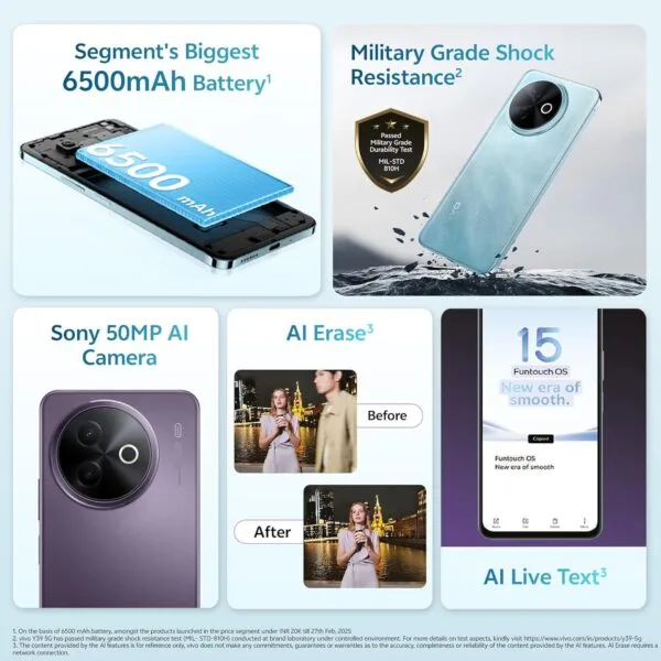 Vivo Y39 5G (Lotus Purple, 8GB RAM, 128GB Storage) with No Cost EMI/Additional Exchange Offers - Image 6