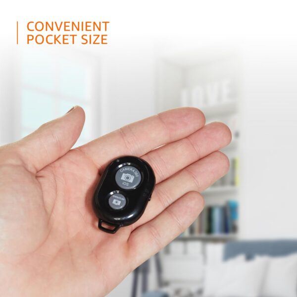 Amazon Basics Bluetooth Remote Shutter for iOS and Android with Bluetooth Technology, Useful for Selfies, Group Shots, self Portraits and Long-Exposure Shots | Works with Most Smartphones and Tablets - Image 4