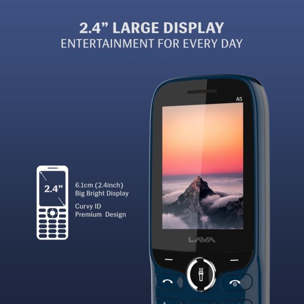 Lava A5_23 Dual Sim Keypad Mobile Phone (with Camera & Duo LED Torch) | 2.4" Large Display - Big Icons | Auto Call Recording | Loud Speaker & Number Talker| Long Battery Life (Blue) - Image 3