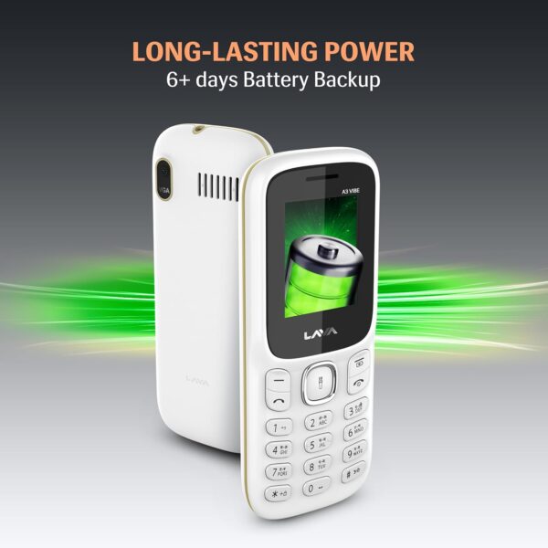 Lava A3 Vibe Dual Sim Keypad Mobile Phone | 1750mAh Big Battery | 1.8" Large Display | 7 Languages Read & Write Support | Vibration Alert (White Beige) - Image 3