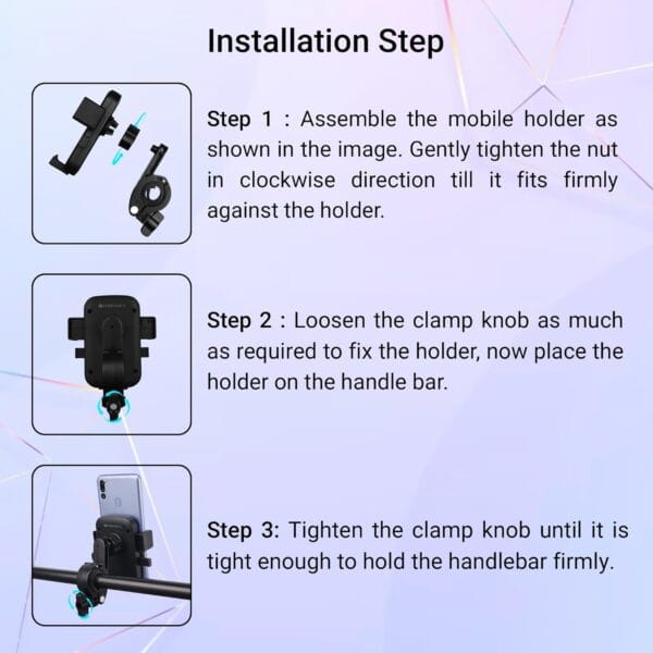 ZEBRONICS BMH100, Bike Mount Smartphone Holder, Upto 6.8 Inches, 360° Rotatable, One Press Lock and Release, Stable and Secure, Anti-Skid Silicone Pads, for Maps & Navigation - Image 7