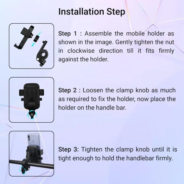 ZEBRONICS BMH100, Bike Mount Smartphone Holder, Upto 6.8 Inches, 360° Rotatable, One Press Lock and Release, Stable and Secure, Anti-Skid Silicone Pads, for Maps & Navigation - Image 7