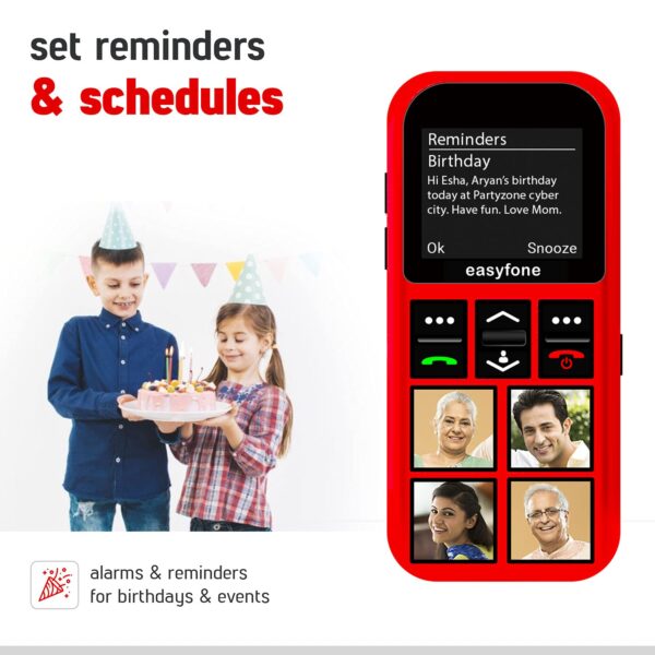 senior world Easyfone Star - Sim 1.7 inch Kids Phone with Safety Features Like Photo Speed dial, Simple menu, SOS, Incoming Call Restriction, SOS etc Red - Image 9