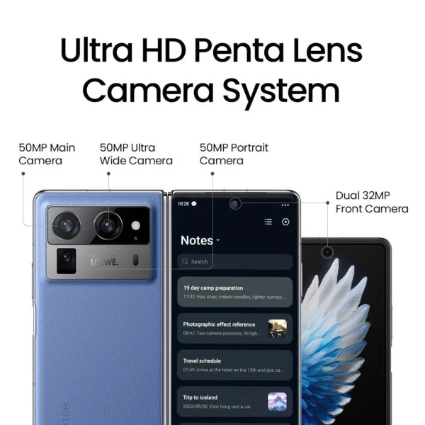 Tecno Phantom V Fold 2 (Rippling Blue, 12GB+512GB) | Strongest Fold Ever | Largest Battery in Fold Segment-5750mAh | Segment Largest Display | Rear - Triple 50MP Camera with OIS | 70W Fast Charger - Image 8