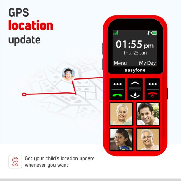 senior world Easyfone Star - Sim 1.7 inch Kids Phone with Safety Features Like Photo Speed dial, Simple menu, SOS, Incoming Call Restriction, SOS etc Red - Image 4