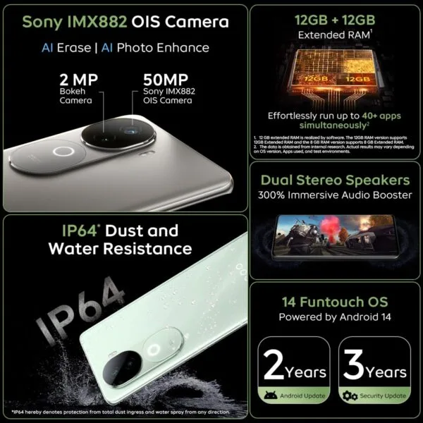 iQOO Z9s 5G (Onyx Green, 8GB RAM, 128GB Storage) | 120 Hz 3D Curved AMOLED Display | 5500 mAh Ultra-Thin Battery | Dimesity 7300 5G Processor | Sony IMX882 OIS Camera with Aura Light - Image 2