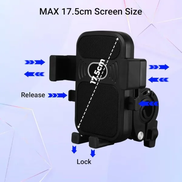 ZEBRONICS BMH100, Bike Mount Smartphone Holder, Upto 6.8 Inches, 360° Rotatable, One Press Lock and Release, Stable and Secure, Anti-Skid Silicone Pads, for Maps & Navigation - Image 4