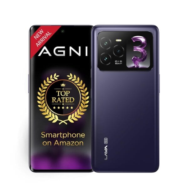 Lava Agni 3 5G (Heather Glass, 8GB+128GB) | India's 1st Dual AMOLED | Dimensity 7300X | 50MP Triple AI Camera | 66W Fast Charge,5000 mAh Battery | Clean UI | Free Replacement @ Home | Without Charger