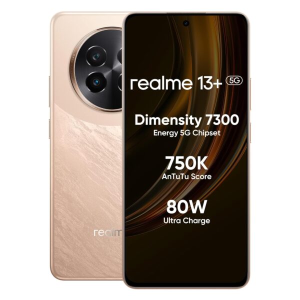 realme 13+ 5G (Victory Gold, 8GB RAM, 256GB Storage) 6.67" AMOLED Display | 80W Ultra Charging DAK | Dimensity 7300E Processor