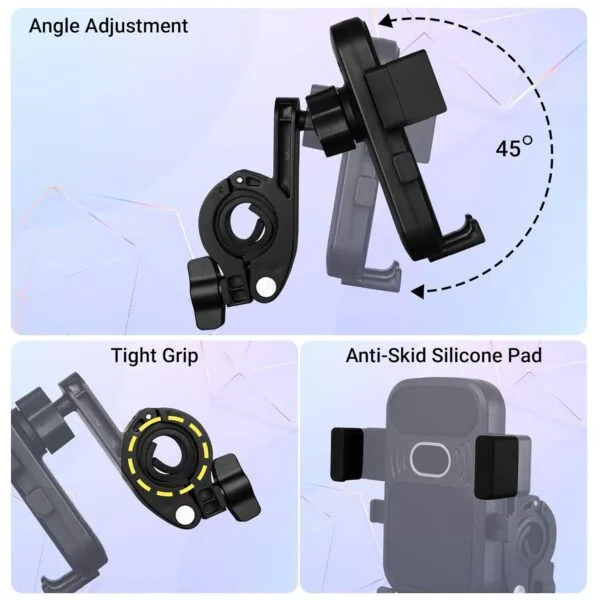 ZEBRONICS BMH100, Bike Mount Smartphone Holder, Upto 6.8 Inches, 360° Rotatable, One Press Lock and Release, Stable and Secure, Anti-Skid Silicone Pads, for Maps & Navigation - Image 5