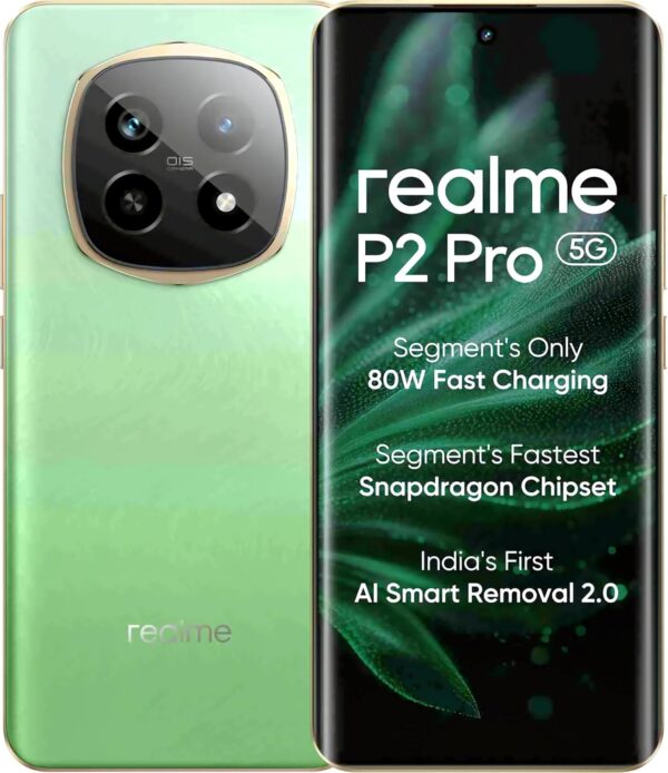 realme P2 Pro 5G (Parrot Green, 12 GB RAM, 256GB Storage) | Up to 24GB Dynamic RAM | 6.7" Curved Display | 7s Gen2 Processor | 4500 mm VC Cooling System | Sony LYT-600 OIS Camera | 80 W Fast Charging