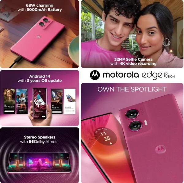 Motorola Edge 50 Fusion 5G (Hot Pink, 8GB RAM, 128GB Storage) - Image 3