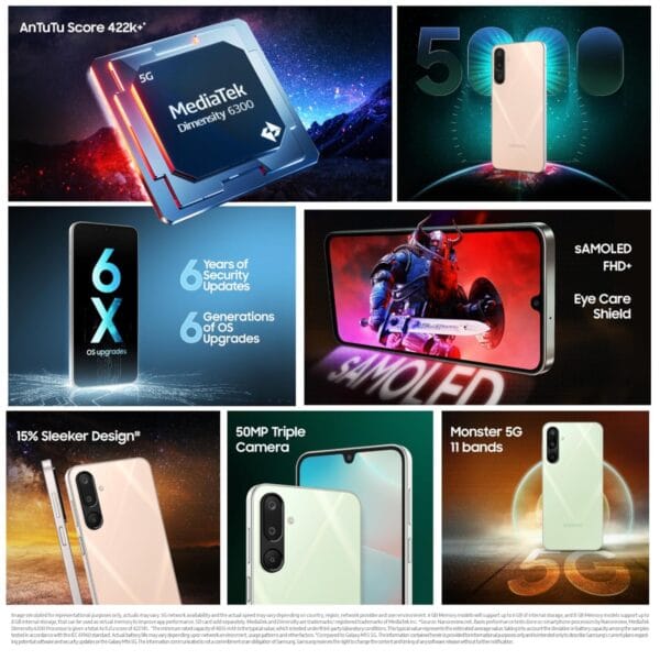 Samsung Galaxy M16 5G (Mint Green, 6GB RAM, 128 GB Storage) | MediaTek Dimensity 6300 | AnTuTu Score 422K+ | Super Amoled Display | 25W Fast Charging | 6 Gen. of OS Upgrades | Without Charger - Image 7