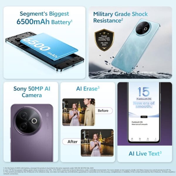 Vivo Y39 5G (Ocean Blue, 8GB RAM, 128GB Storage) with No Cost EMI/Additional Exchange Offers - Image 6