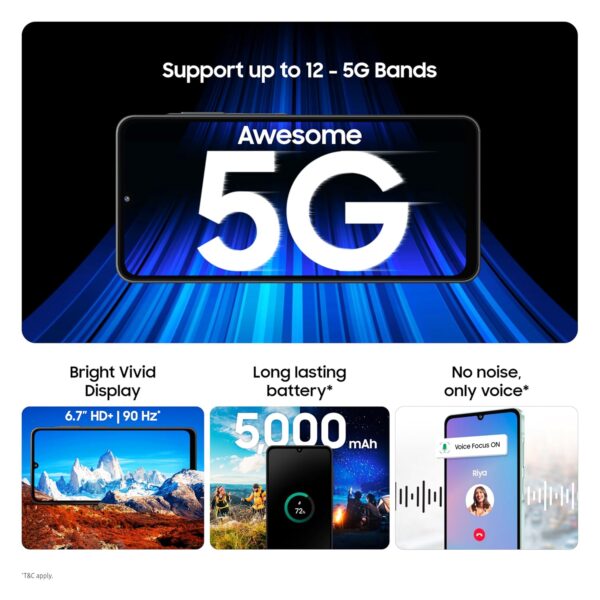 Samsung Galaxy A06 5G (Black, 6GB RAM, 128GB Storage)| True 5G with 12 5G Bands | 50MP Dual Camera | 4 Gen Updates | IP54 | Voice Focus - Image 3