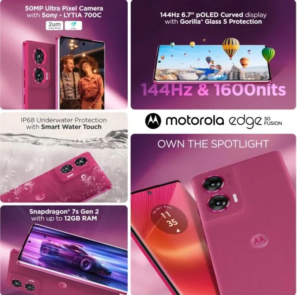 Motorola Edge 50 Fusion 5G (Hot Pink, 8GB RAM, 128GB Storage) - Image 2