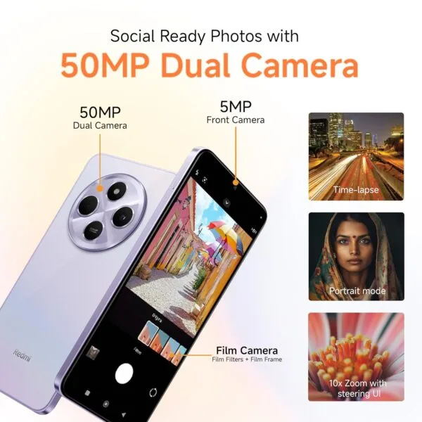 Redmi A4 5G (Sparkle Purple, 4GB RAM, 64GB Storage) | Global Debut SD 4s Gen 2 | Segment Largest 6.88in 120Hz | 50MP Dual Camera | 18W Fast Charging - Image 6
