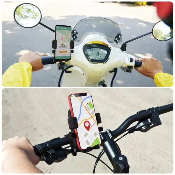 ZEBRONICS BMH100, Bike Mount Smartphone Holder, Upto 6.8 Inches, 360° Rotatable, One Press Lock and Release, Stable and Secure, Anti-Skid Silicone Pads, for Maps & Navigation - Image 6