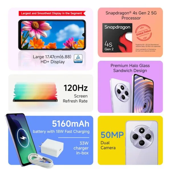 Redmi A4 5G (Sparkle Purple, 4GB RAM, 64GB Storage) | Global Debut SD 4s Gen 2 | Segment Largest 6.88in 120Hz | 50MP Dual Camera | 18W Fast Charging - Image 2