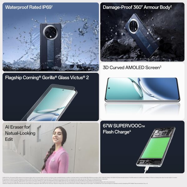 OPPO F27 Pro+ 5G (Dusk Pink, 8GB RAM, 128GB Storage) | 6.7" FHD+ AMOLED Toughest 3D Curved Display|64MP AI Featured Camera|IP69 | 67W SUPERVOOC| with No Cost EMI/Additional Exchange Offers - Image 2