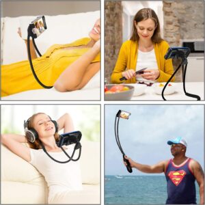 CELLMASTER Lazy Neck Phone Holder, Neck Hanging Mobile Cell Phone Stand, Flexible Rotating Mounts for Smartphones (Black)
